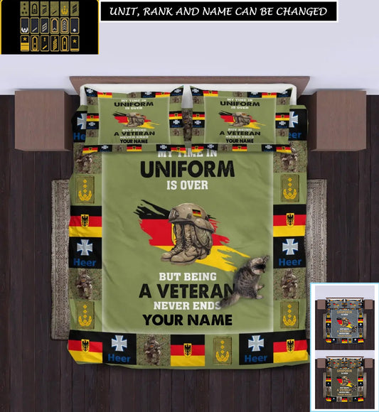 Personalized Germany Soldier/ Veteran Camo With Name And Rank Bedding Set - 17243712