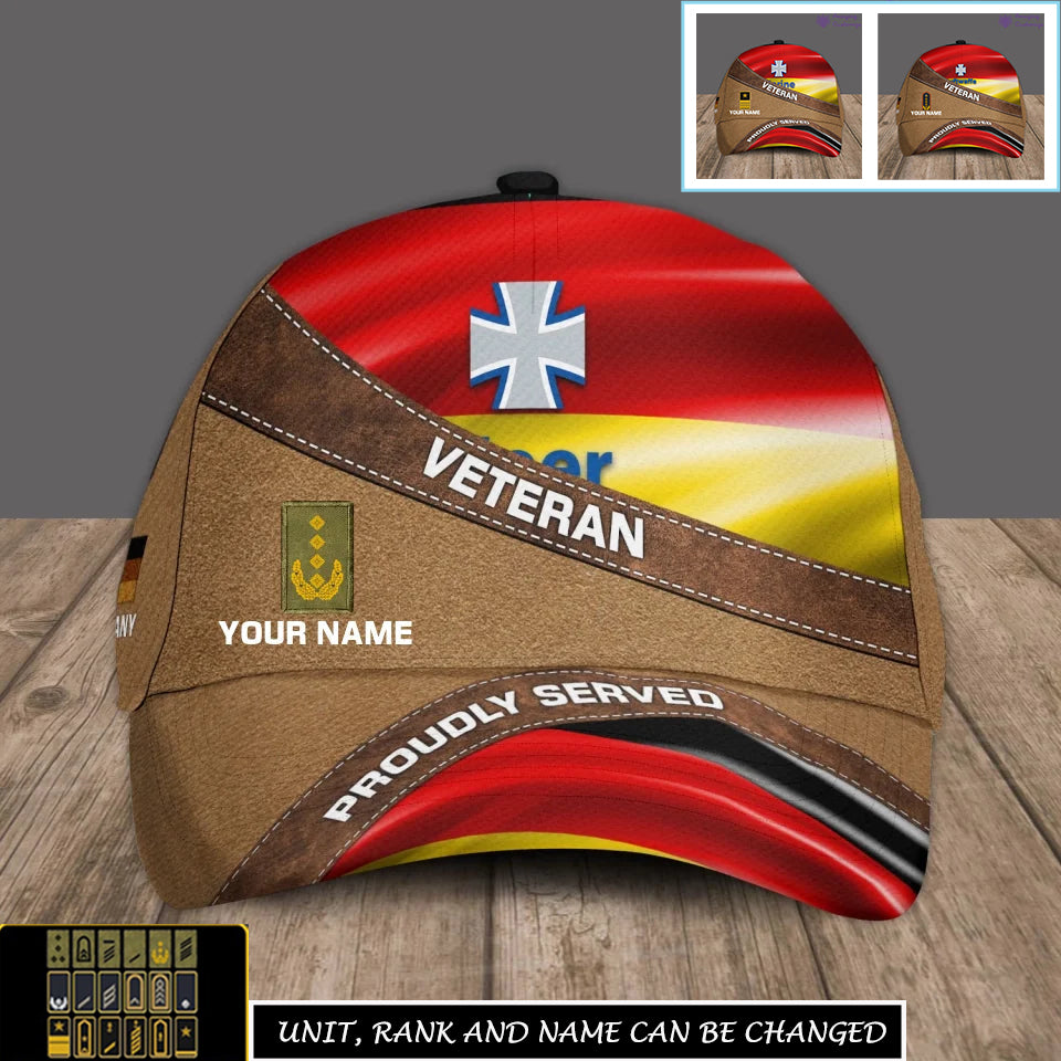 Casquette de baseball personnalisée avec rang et nom pour soldat/vétéran allemand - 17268768