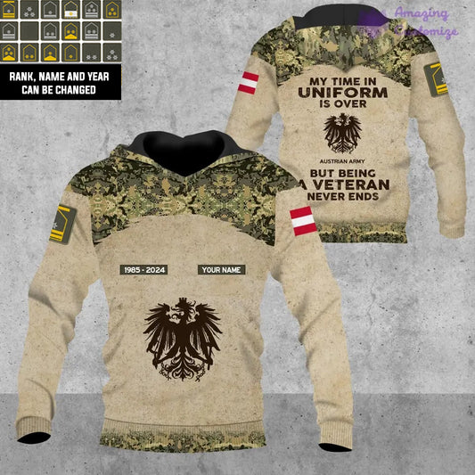 Personalized Austria Soldier/Veteran with Name, Year and Rank Hoodie All Over Printed - 04072401UT