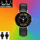 Personalized Ireland Soldier/ Veteran With Name And Rank Black Stitched Leather Watch - 17108928 - Gold Version