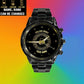 Personalized Italy Soldier/ Veteran With Name And Rank Black Stainless Steel Watch - 17115840 - Gold Version