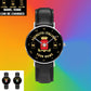 Personalized Italy Soldier/ Veteran With Name And Rank Black Stitched Leather Watch - 0803240001 - Gold Version