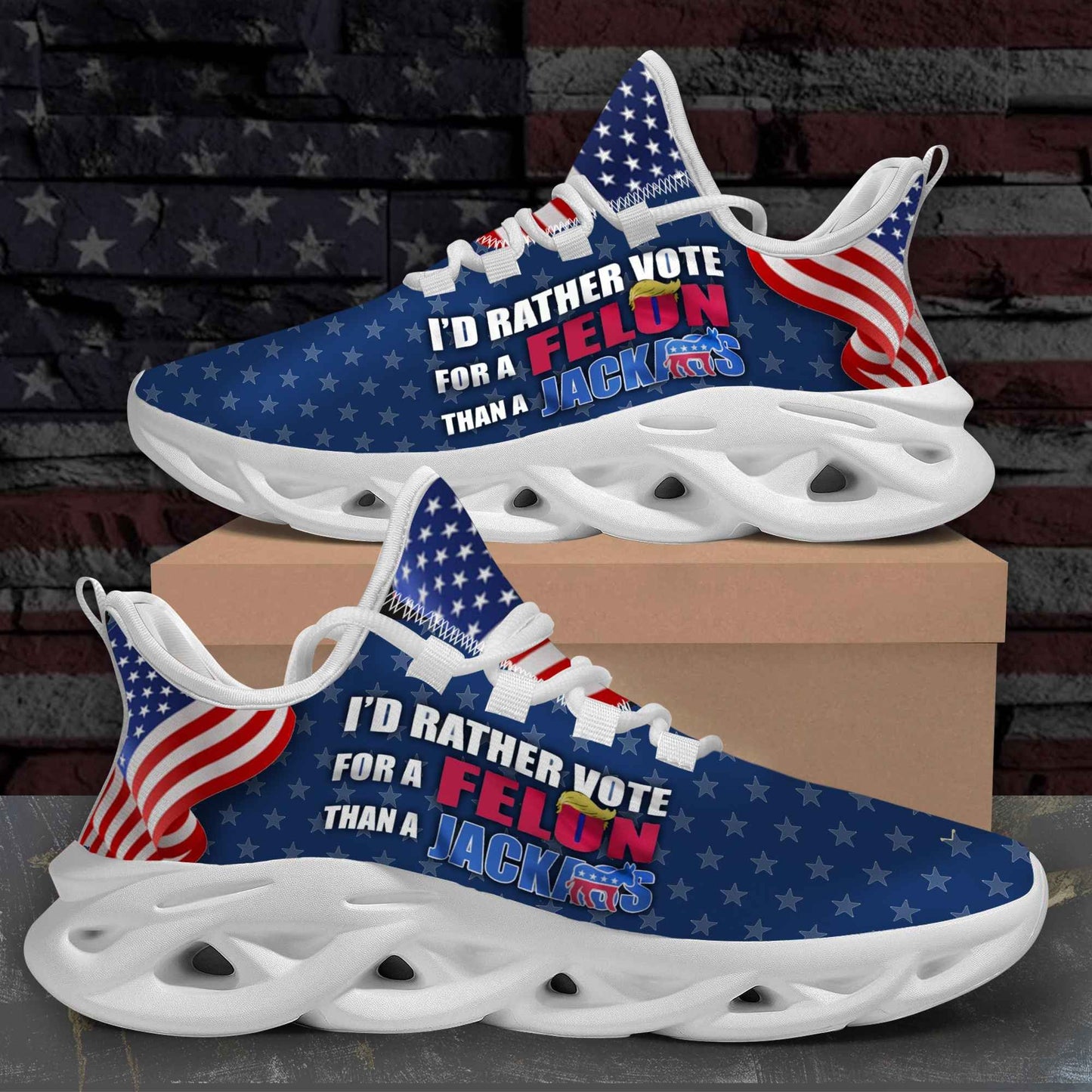 Men Sneakers I'd Rather Vote For A Felon Than A Jackass Sneakers American Patriotic Shoes