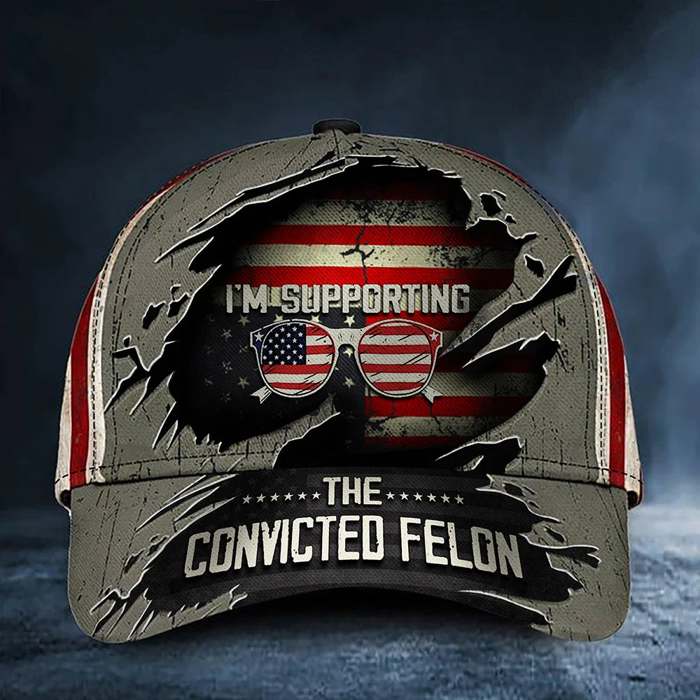 American Hat I_m Voting For The Convicted Felon Hat USA Patriotic Hat Gifts For Dad