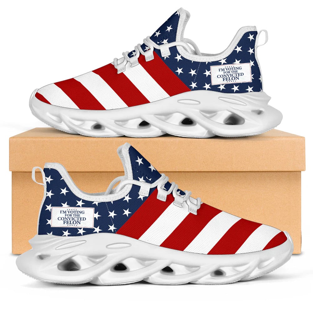 Men Sneakers I'm Voting For The Convicted Felon Sneaker American Flag Shoes Patriotic Merch