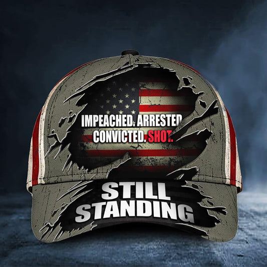 Amerikanischer Hut Impeached Arrested Convicted Shot Still Standing Hat 2024 Hut Geschenke für Republikaner