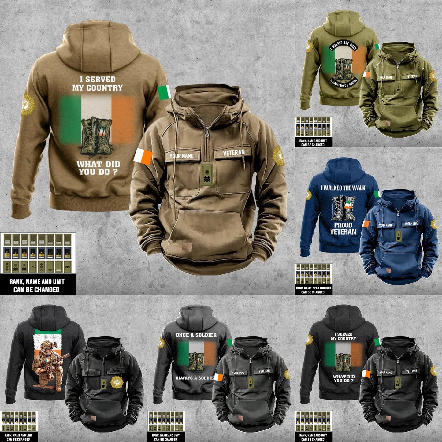 Personalized Ireland Soldier/Veteran Vintage Hoodie All Over Printed - 17273088