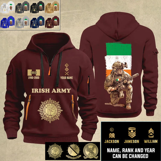 Personalized Ireland Soldier/ Veteran With Name, Year And Rank Zip Hoodie Multicolor - 17363808