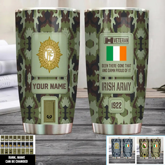 Verre personnalisé avec nom et grade pour vétéran/soldat irlandais - 17218656