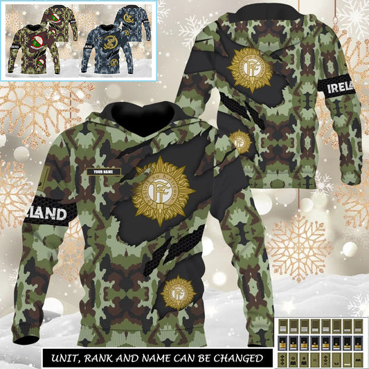 Personalized Ireland Soldier/Veteran Camo with Name And Rank Sweater All Over Printed - 17331840