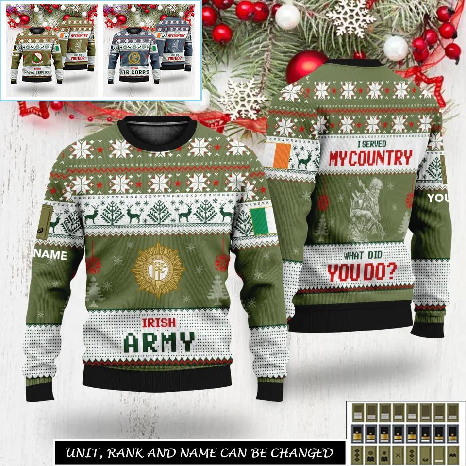 Personalized Ireland Soldier/Veteran Camo with Name And Rank Sweater All Over Printed - 17301600