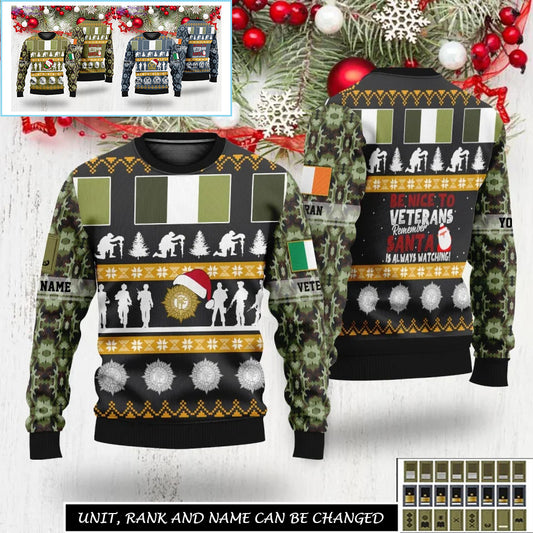 Personalized Ireland Soldier/Veteran Camo with Rank And Name Sweater All Over Printed - 17312832