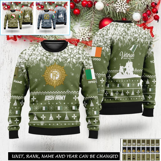 Personalized Ireland Soldier/Veteran Camo with Rank, Name And Year Sweater All Over Printed - 17310240