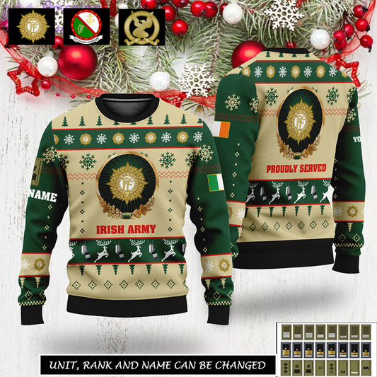 Personalized Ireland Soldier/Veteran Camo with Name And Rank Sweater All Over Printed - 17308512