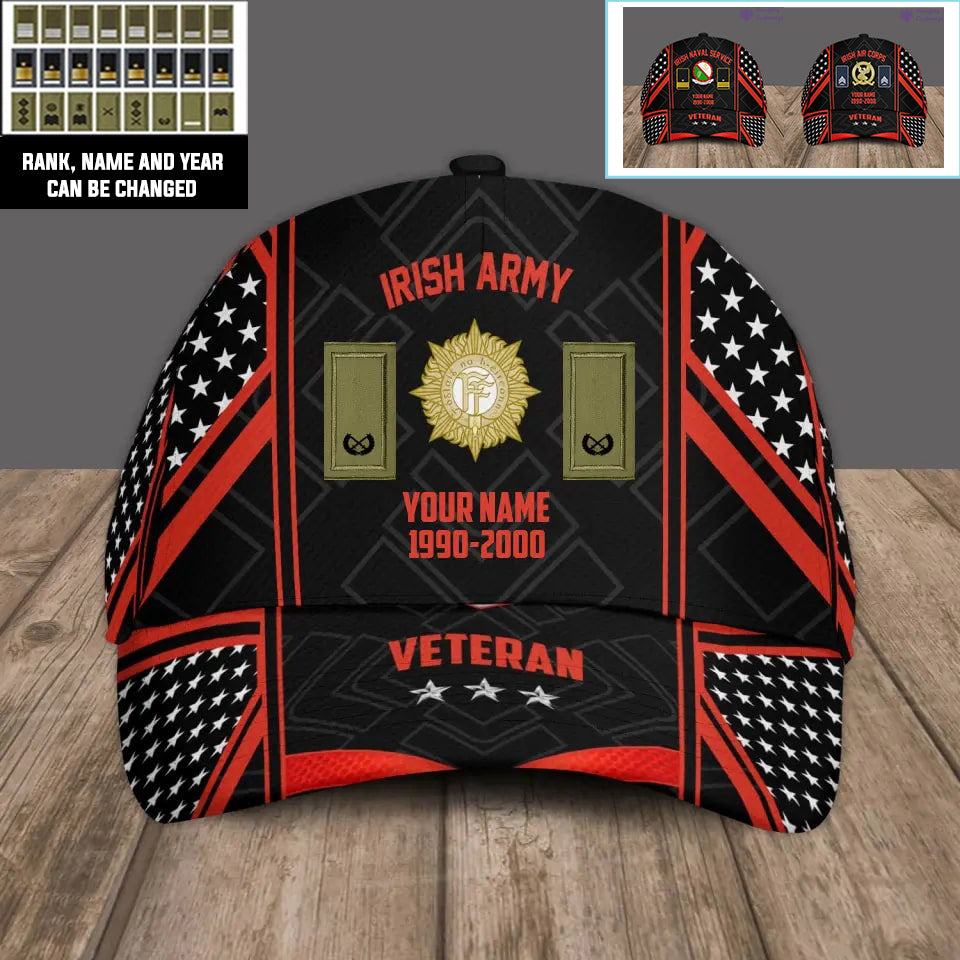 Personalized Rank, Year And Name Ireland Soldier/Veterans Baseball Cap - 17213472