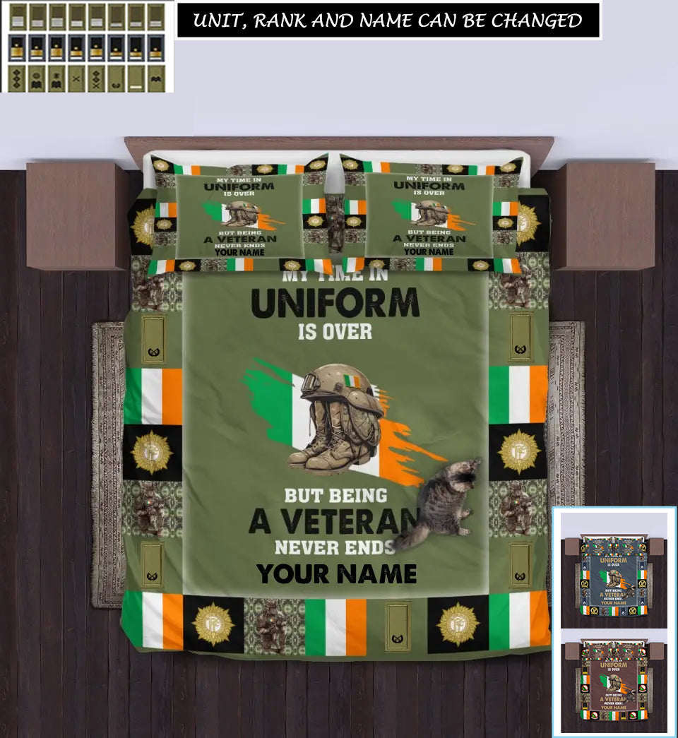 Parure de lit personnalisée avec nom et grade de soldat/vétéran irlandais - 17243712 