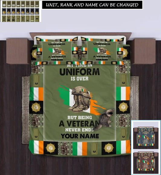 Personalized Ireland Soldier/ Veteran Camo With Name And Rank Bedding Set - 17243712