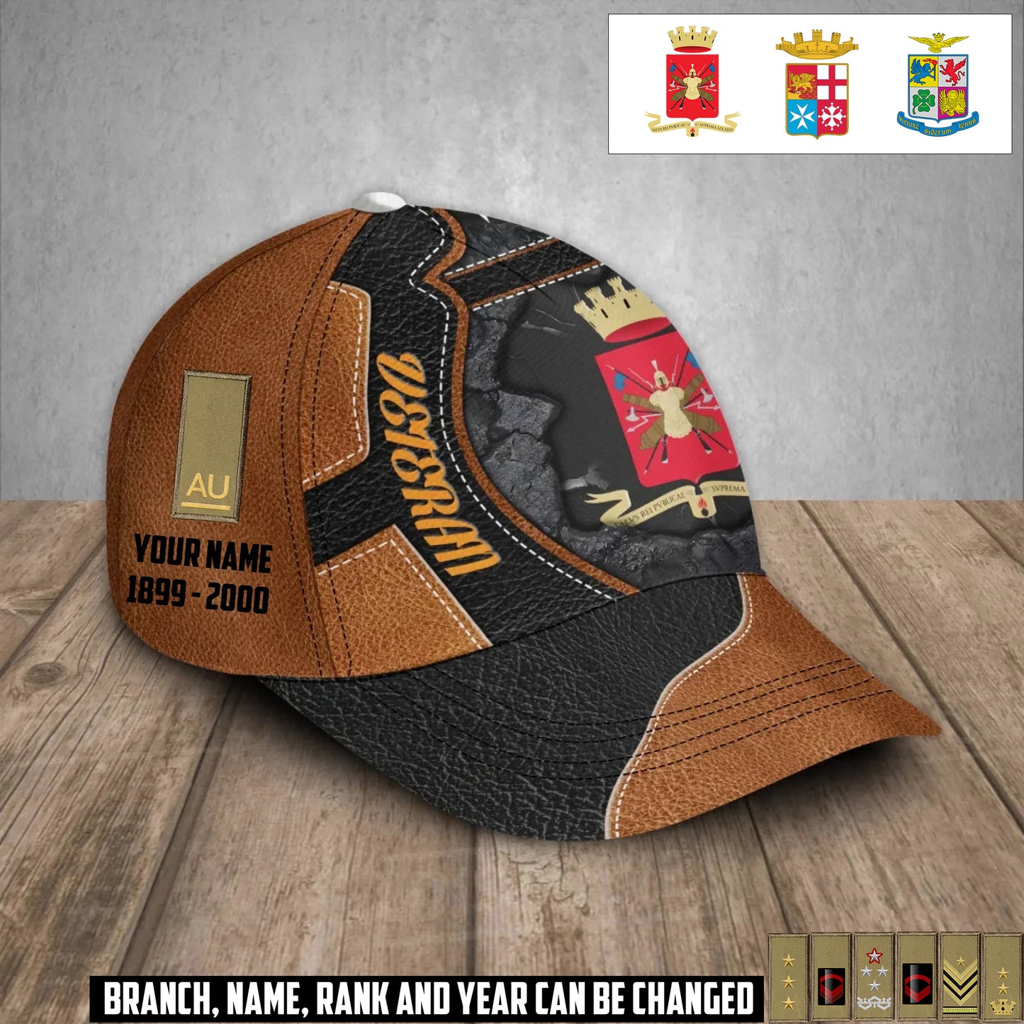 Personalized Rank, Year And Name Italy Soldier/Veterans Baseball Cap - 17373312