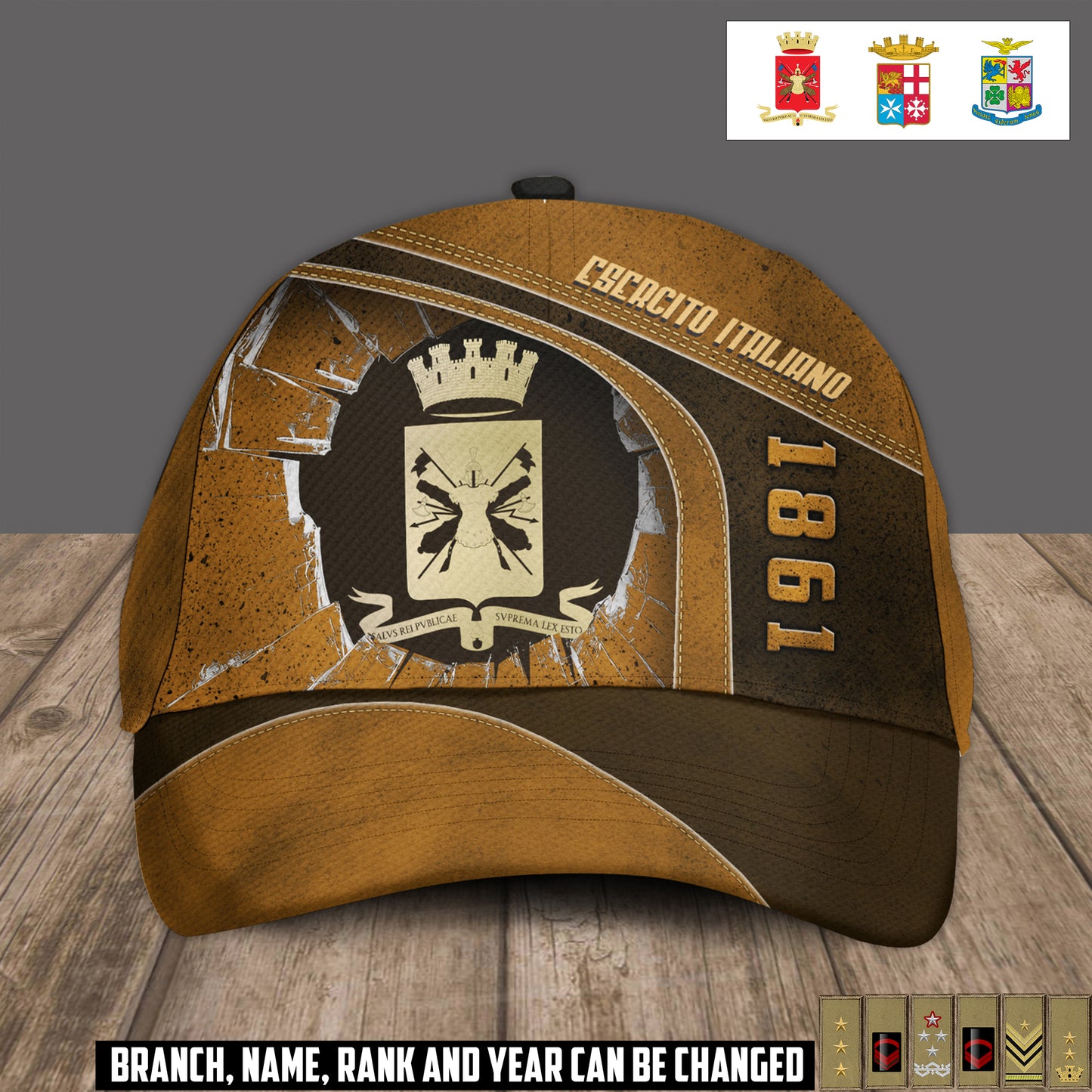 Personalized Rank, Year And Name Italy Soldier/Veterans Baseball Cap - 17374176