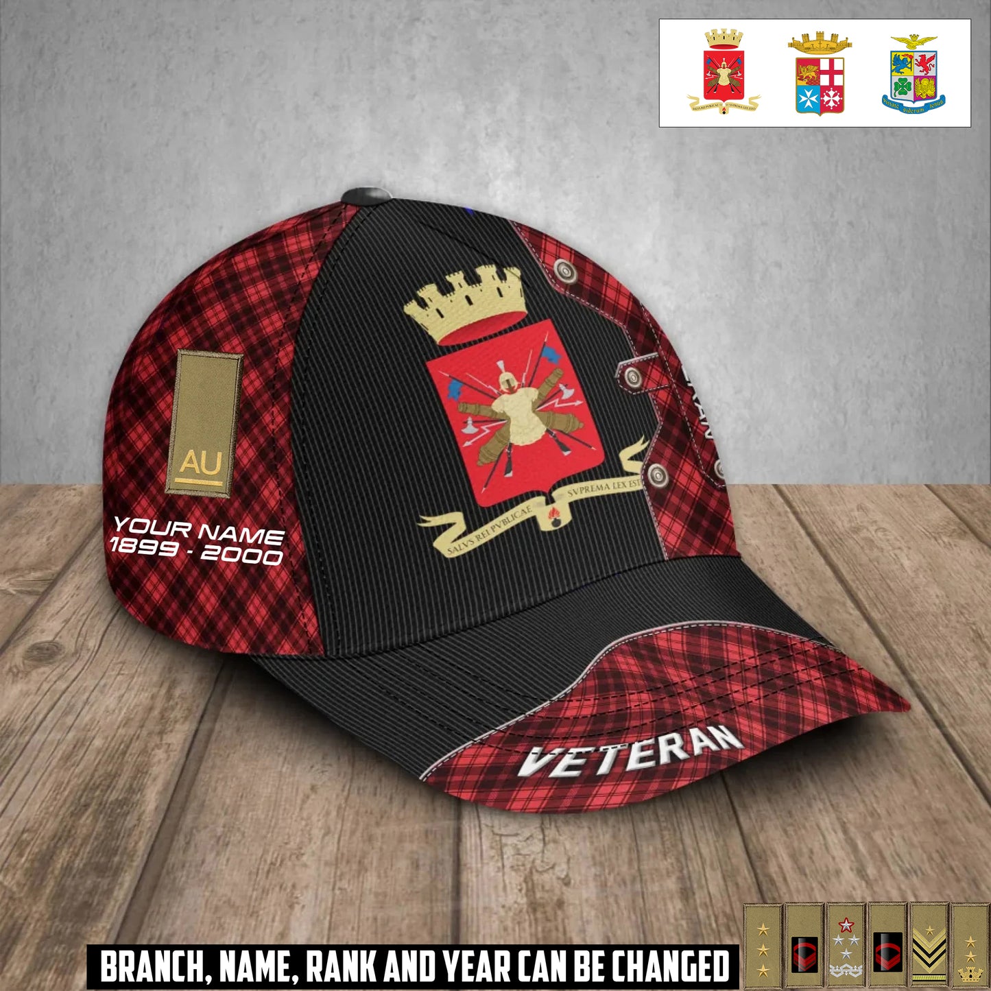 Personalized Rank, Year And Name Italy Soldier/Veterans Baseball Cap - 17385408