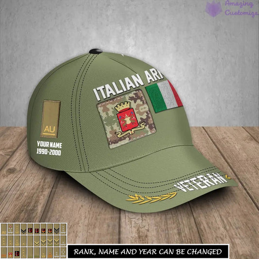 Personalized Rank, Year And Name Italy Soldier/Veterans Camo Baseball Cap - 17236800