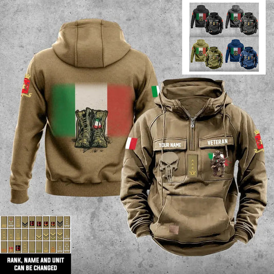 Personalisierter italienischer Soldat/Veteran mit Rang und Namen, Vintage-Kapuzenpullover, komplett bedruckt – 17203968