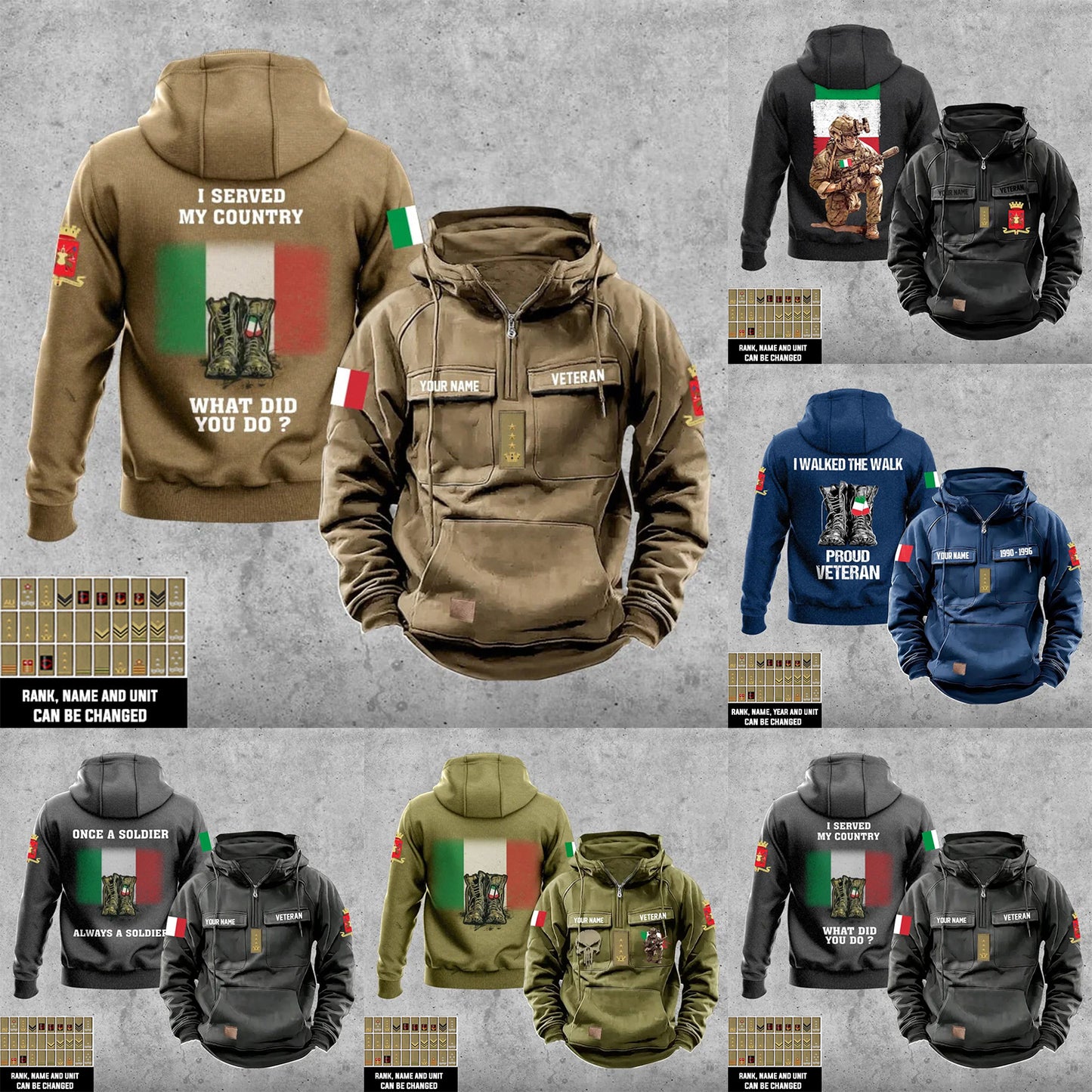 Personalized Italy Soldier/Veteran With Rank And Name Vintage Hoodie All Over Printed - 17273088