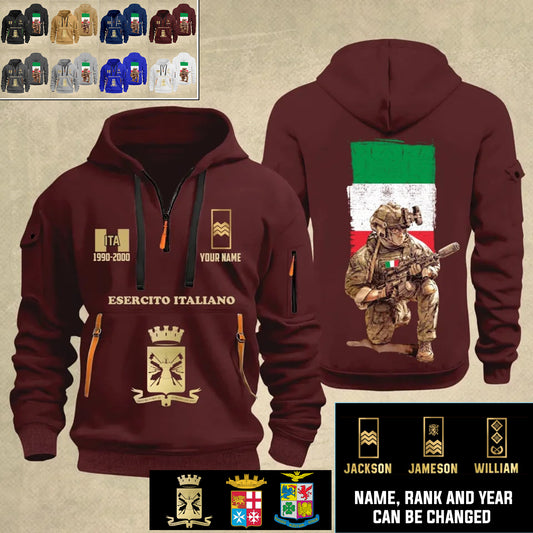 Personalized Italy Soldier/ Veteran With Name And Rank Zip Hoodie Multicolor - 17363808