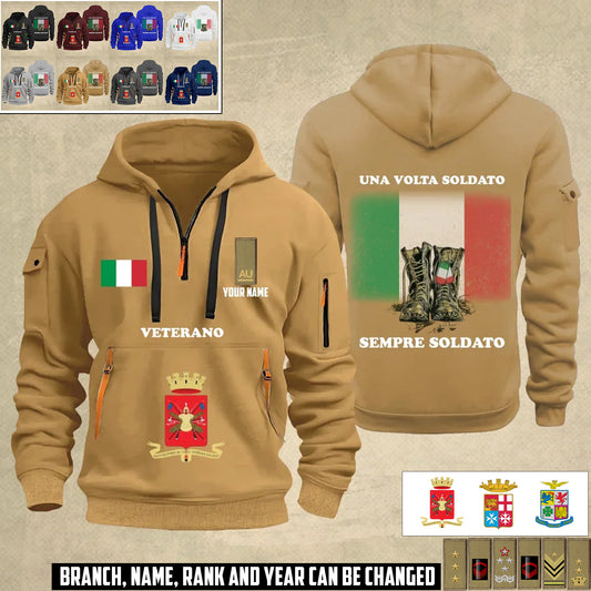 Personalized Italy Soldier/ Veteran With Name And Rank Zip Hoodie Multicolor - 17358624