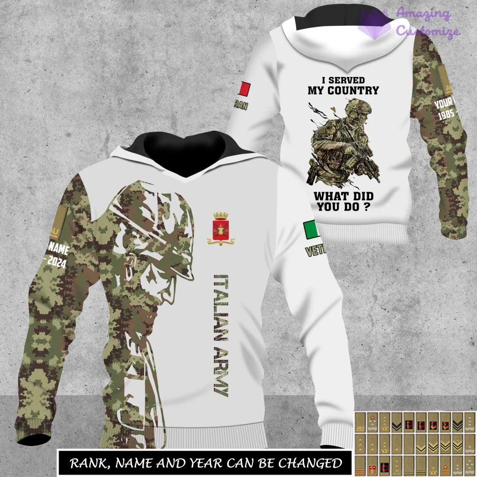 Personalized Italy Soldier/Veteran Camo with Name, Rank Hoodie All Over Printed - 17262720