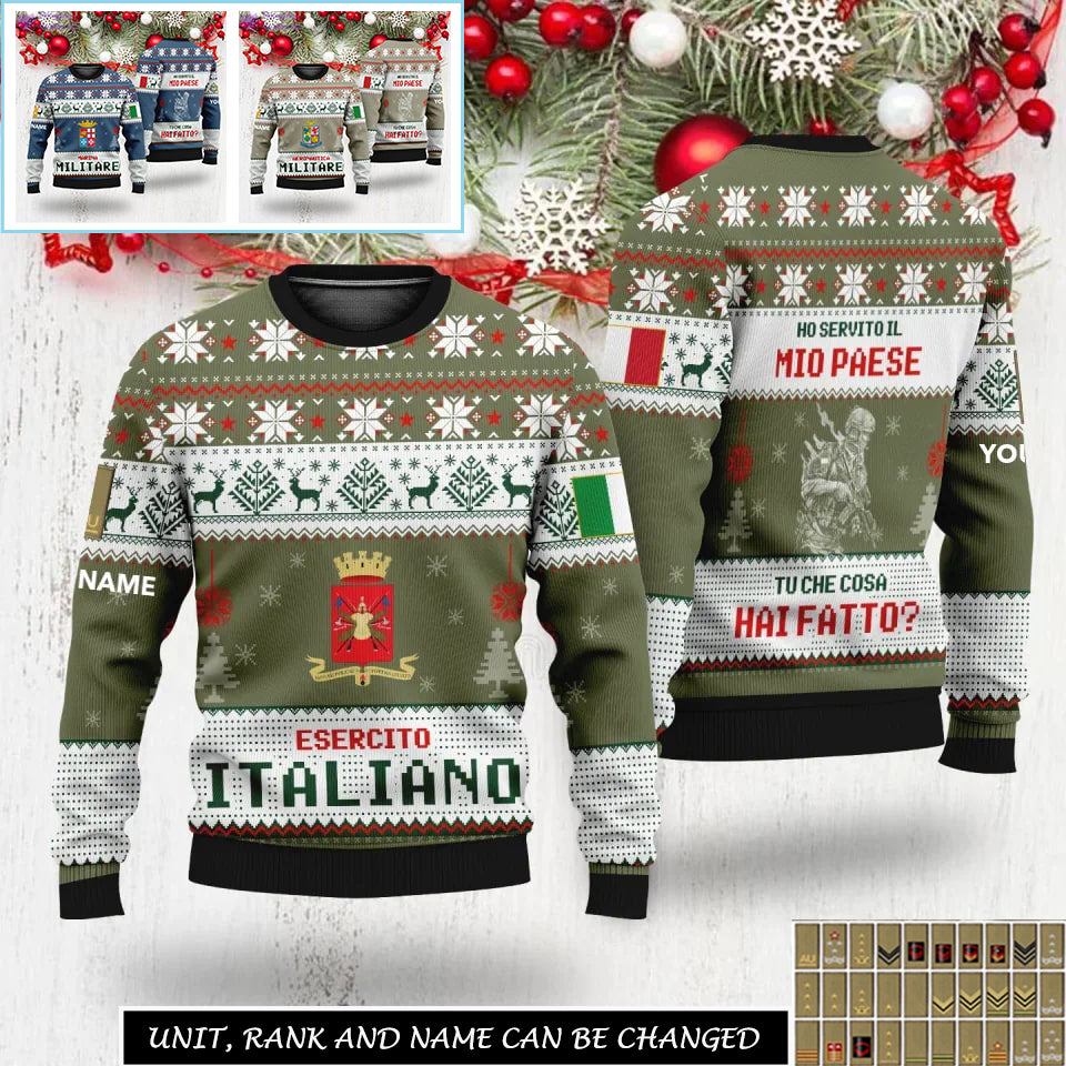 Personalized Italy Soldier/Veteran Camo with Name And Rank Sweater All Over Printed - 17301600