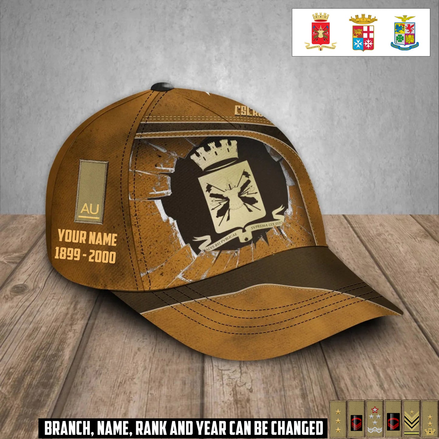 Personalized Rank, Year And Name Italy Soldier/Veterans Baseball Cap - 17374176