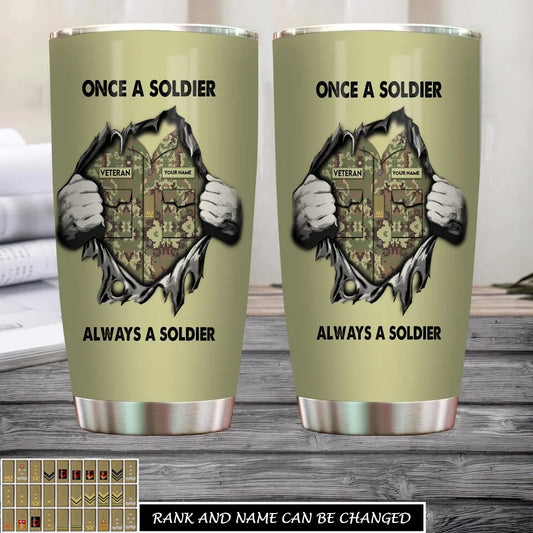 Personalized Italy Veteran/ Soldier With Rank, Name Tumbler - 17220384