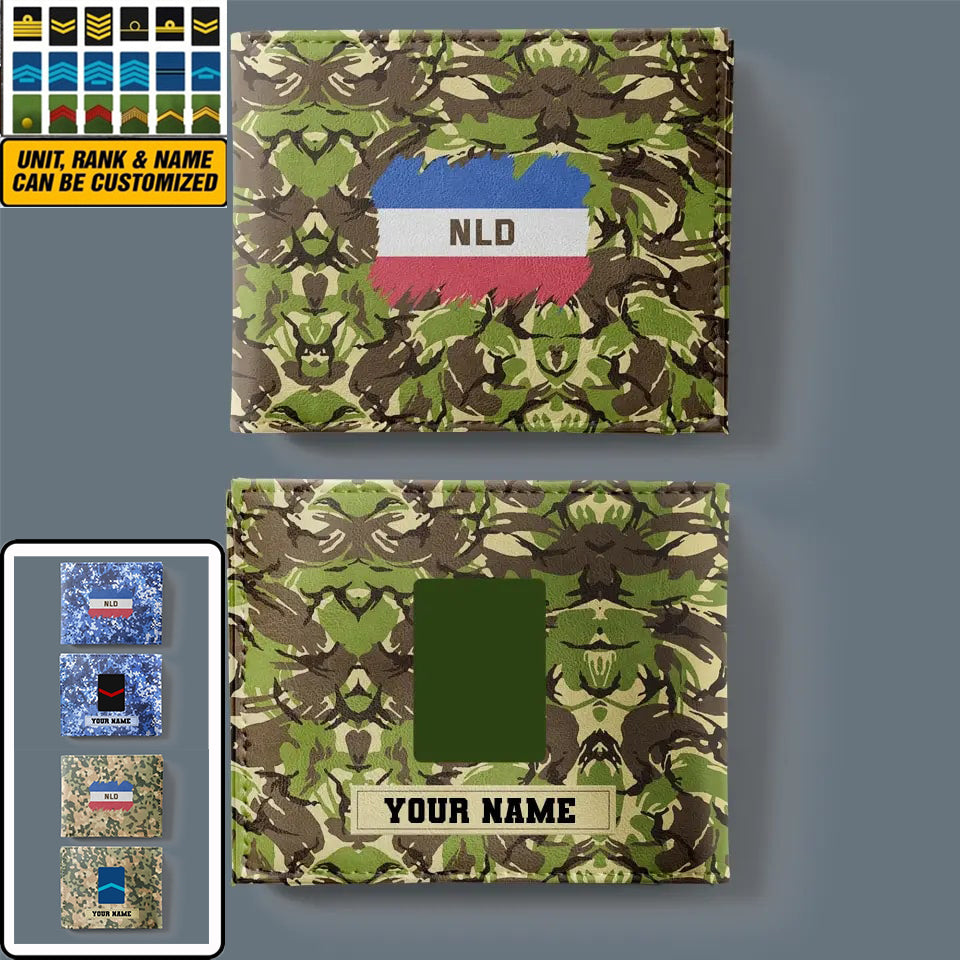 Personalisierte Geldbörse für niederländische Soldaten/Veteranen im Camouflage-Muster mit Namen und Rang, 3D-Druck – 2501240001