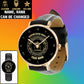 Personalized Norway Soldier/ Veteran With Name, Rank Black Stitched Leather Watch - 17115840 - Gold Version