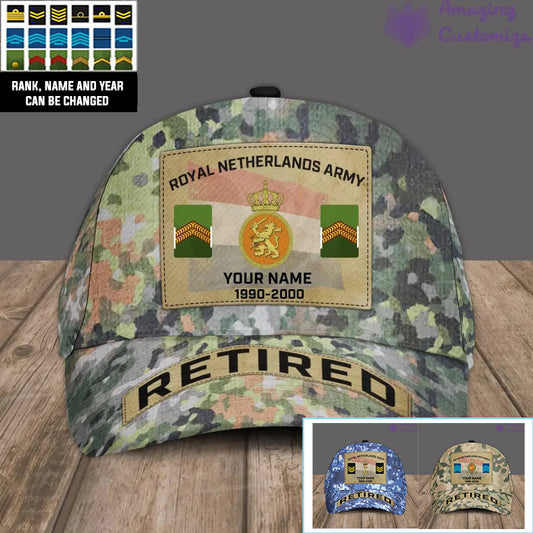 Casquette de baseball camouflage personnalisée avec grade, année et nom de soldat/ancien combattant néerlandais - 17202240