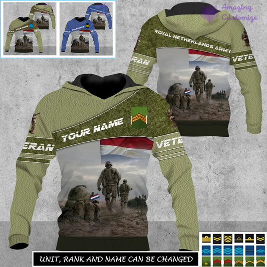 Personalized Netherlands Soldier/Veteran Camo with Name, Rank Hoodie All Over Printed - 17267904