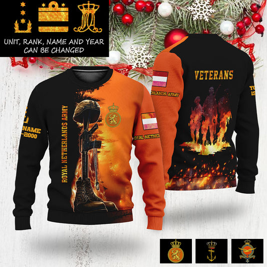 Personalized Netherlands Soldier/Veteran Camo with Name, Rank And Year Sweater All Over Printed - 17284320