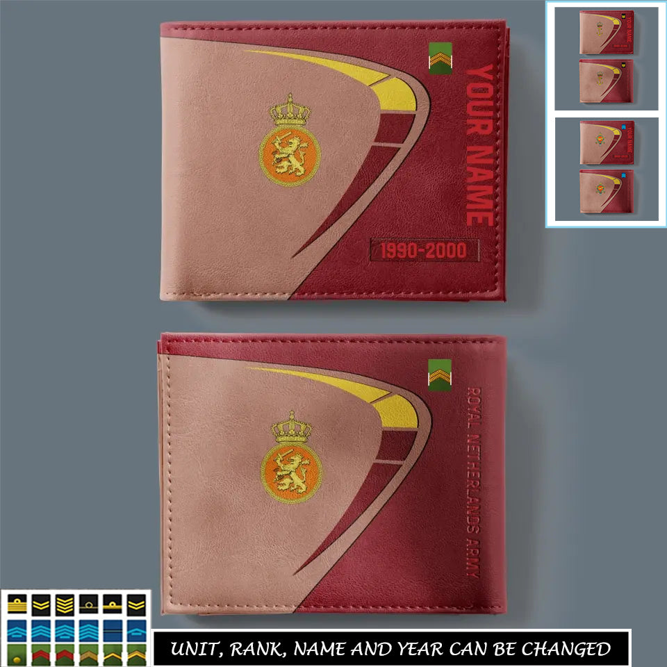 Personalized Netherlands Soldier/ Veteran With Rank, Year And Name Leather Wallet - 17247168