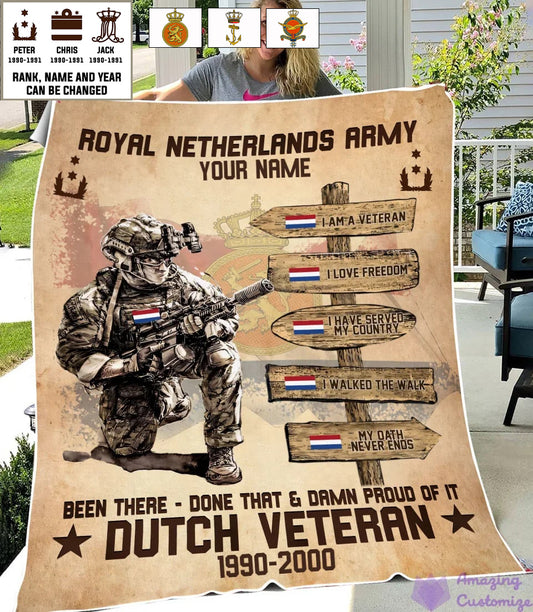 Personalized Netherlands Soldier/ Veteran With Name, Rank And Year Fleece Blanket 3D Printed - 17289504