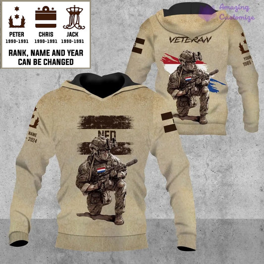 Personalized Netherlands Soldier/Veteran Camo with Name, Year and Rank Hoodie All Over Printed - 08072401UT