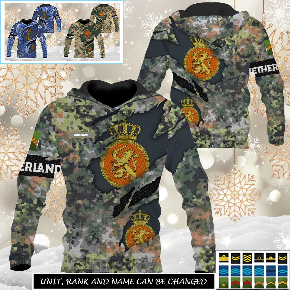 Personalized Netherlands Soldier/Veteran Camo with Name And Rank Sweater All Over Printed - 17331840