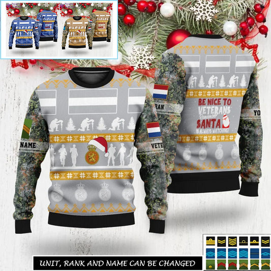 Personalized Netherlands Soldier/Veteran Camo with Rank And Name Sweater All Over Printed - 17312832