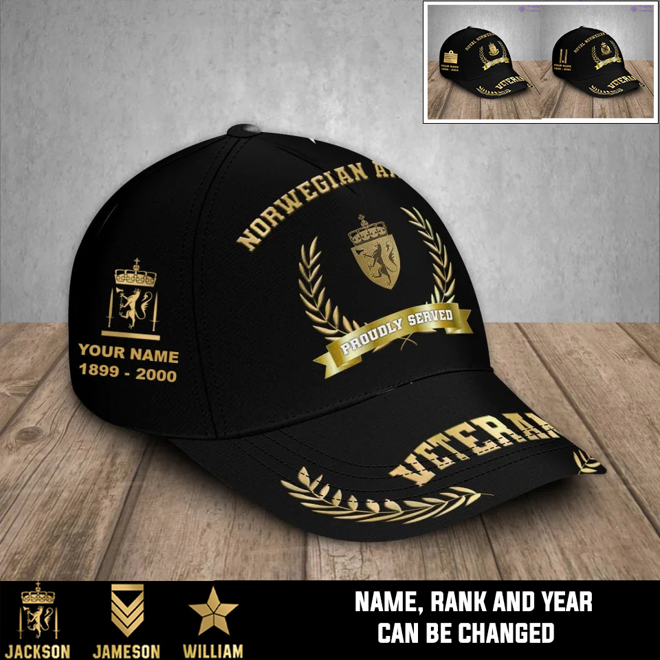 Personalized Rank, Year And Name Norway Soldier/Veterans Baseball Cap - 17282592