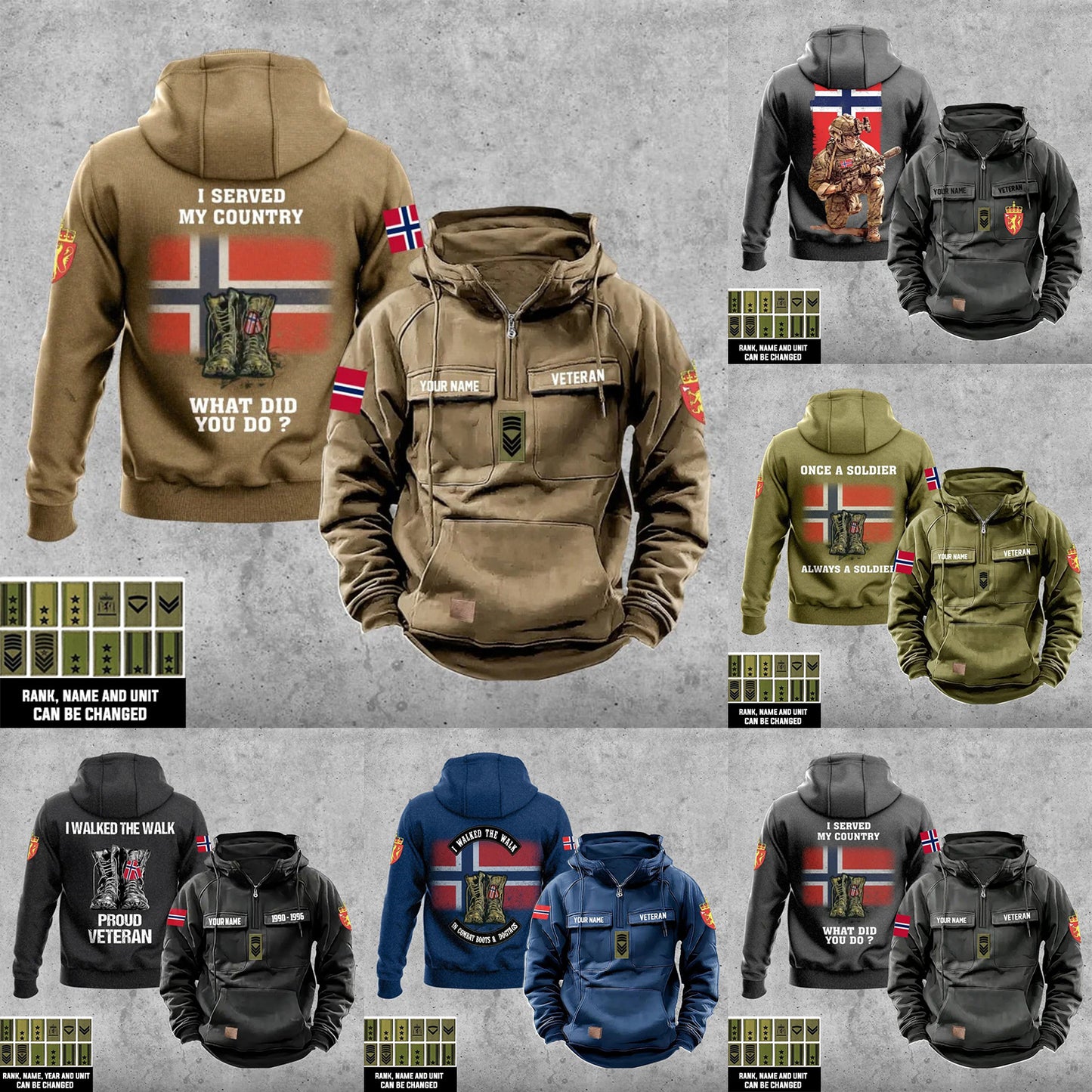 Personalized Norway Soldier/Veteran With Rank And Name Vintage Hoodie All Over Printed - 17273088