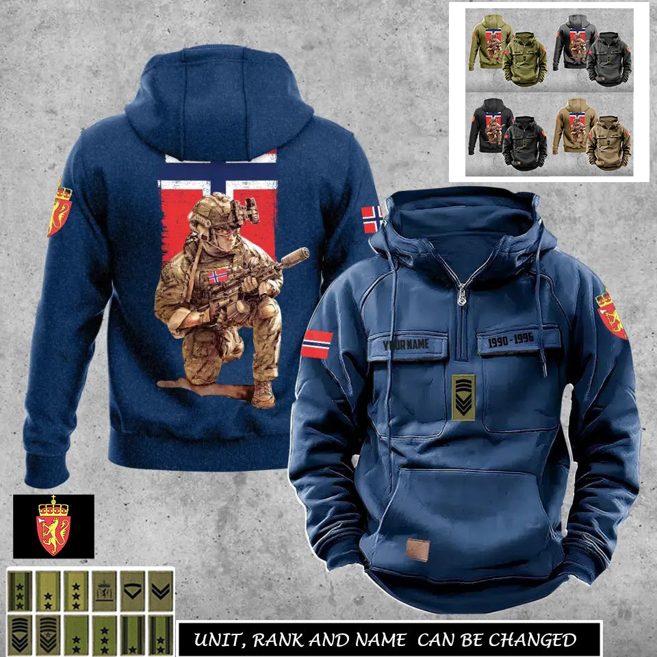 Personalisierter Norwegen Soldat/Veteran Vintage Hoodie All Over Printed - 27062401QA