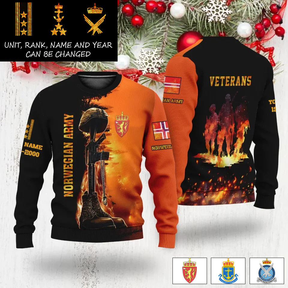 Personalized Norway Soldier/Veteran Camo with Name, Rank And Year Sweater All Over Printed - 17284320