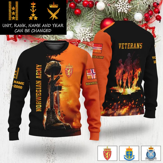 Personalized Norway Soldier/Veteran Camo with Name, Rank And Year Sweater All Over Printed - 17284320