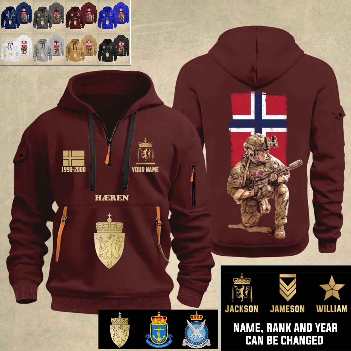 Personalized Norway Soldier/ Veteran With Name, Year And Rank Zip Hoodie Multicolor - 17363808