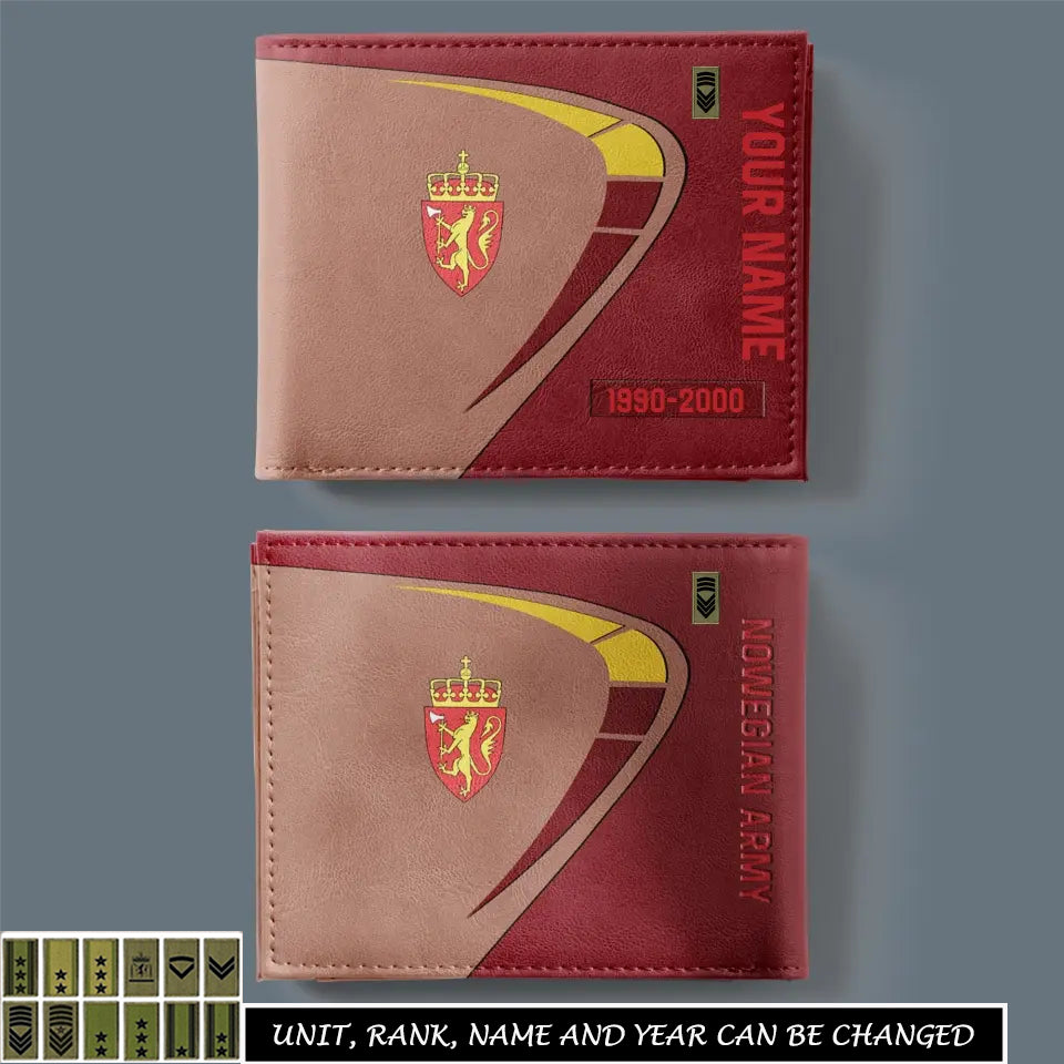 Personalized Norway Soldier/ Veteran With Rank, Year And Name Leather Wallet -  17247168